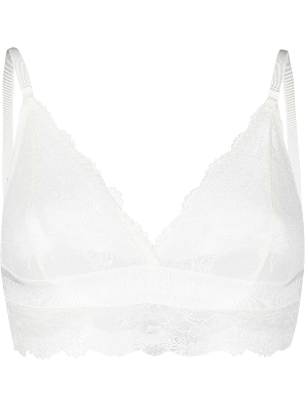 Lace triangle bra - White