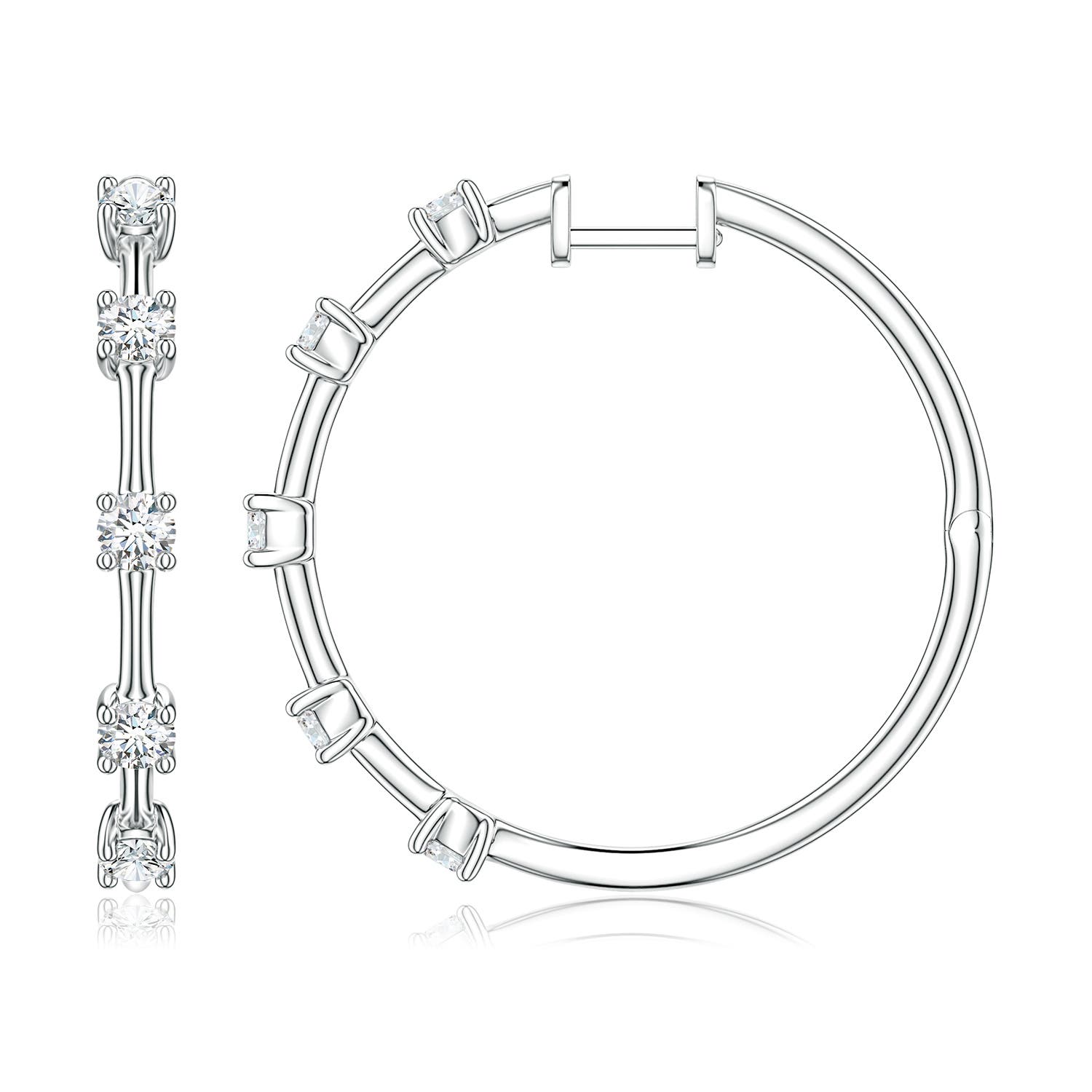 Angara 1.05 CTW Round Lab-Grown Diamond Five-Stone Station Hoop Earrings in 14K White Gold