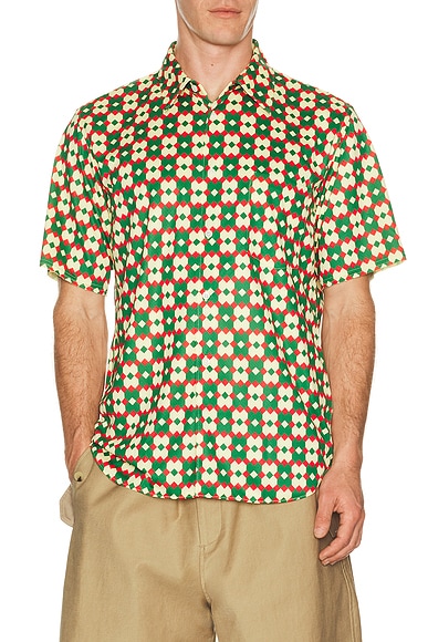 COMME des GARCONS Homme Plus Button Down Shirt in Yellow Green & Red - Yellow. M also in L, XL/1X