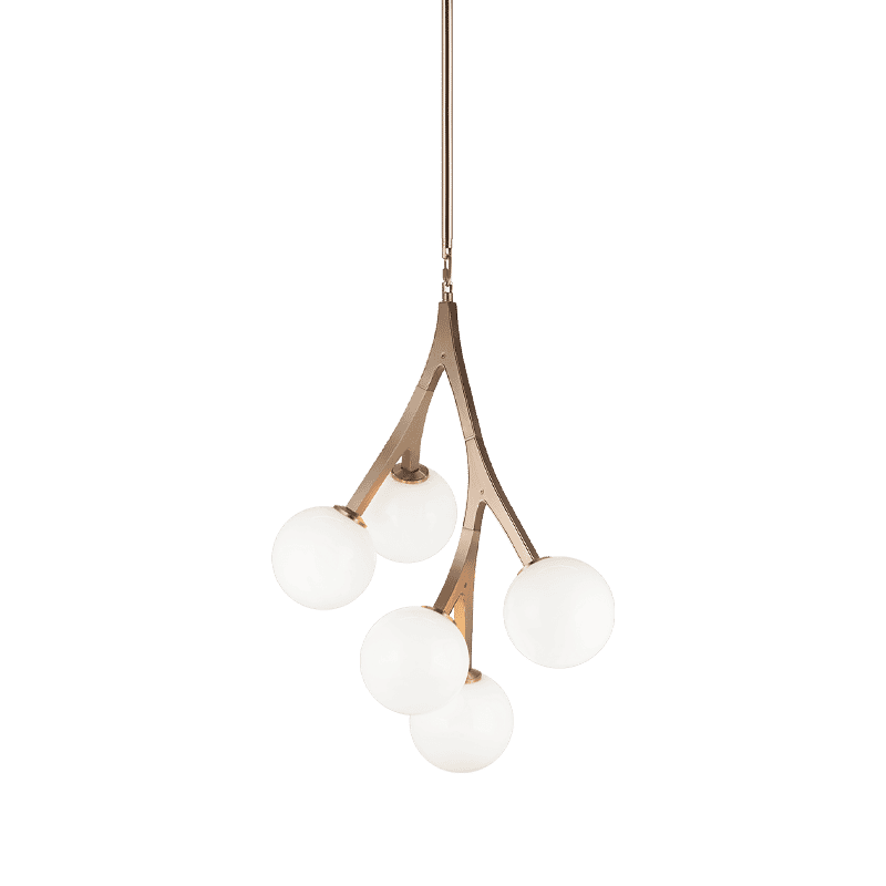 Aged Gold Brass Five Light Chandelier from the Rami Collection
