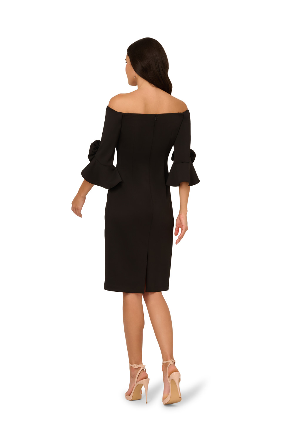Adrianna Papell Womens Rosette Scuba Dress - Black