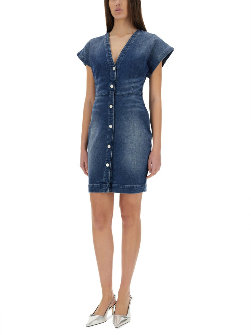 Moschino - slim fit denim dress v-neckline