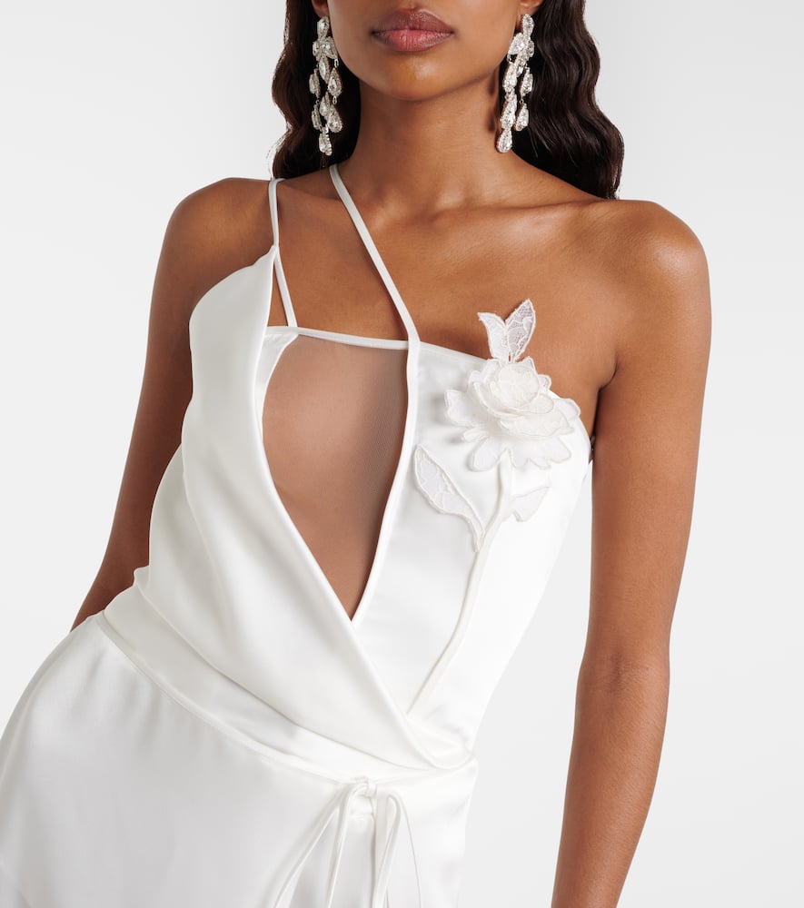 Floral-appliqué gown