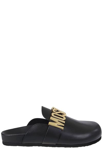 Moschino Logo Lettering Round Toe Sandals