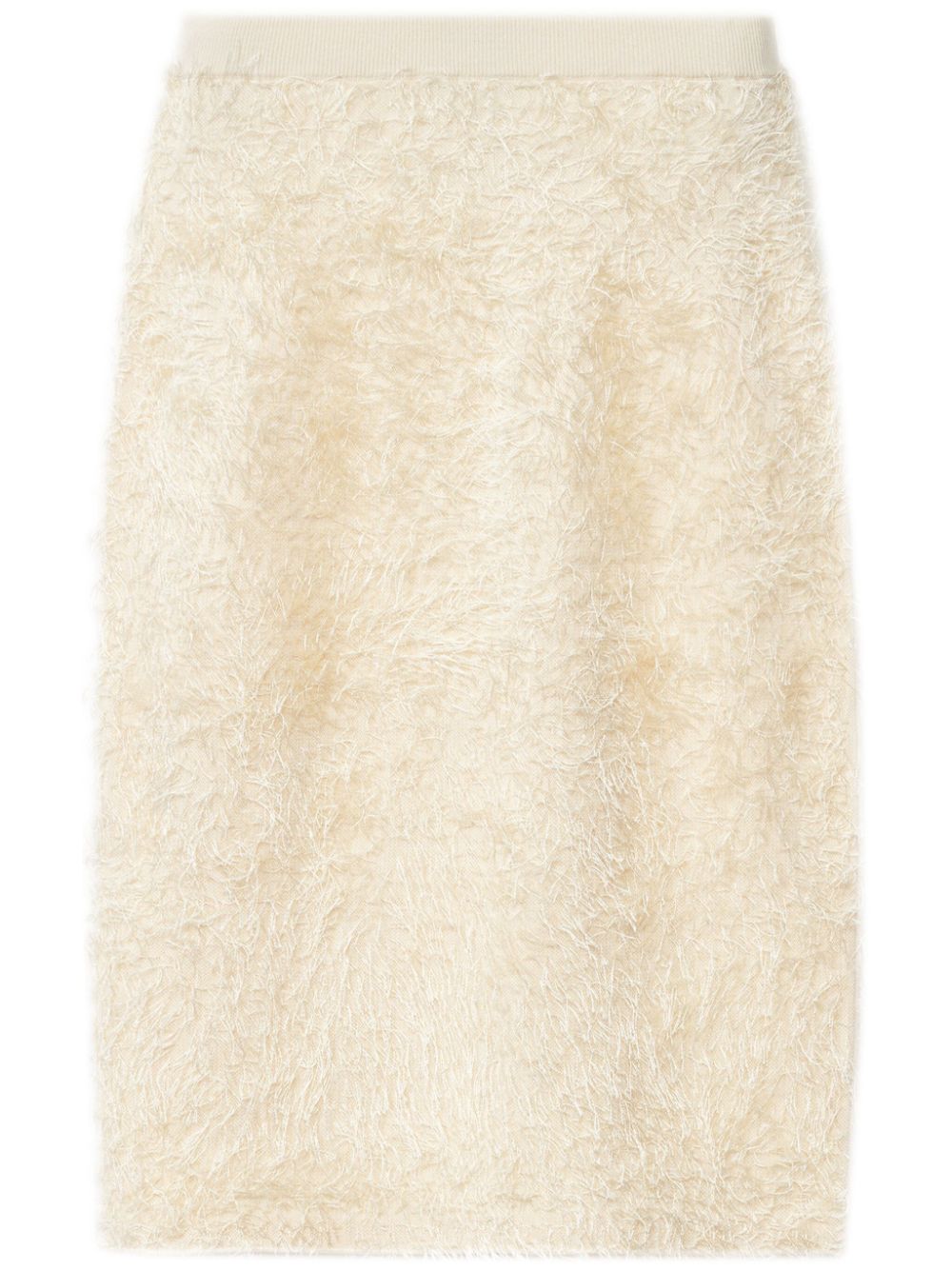 Textured-Finish Midi Skirt — Beige