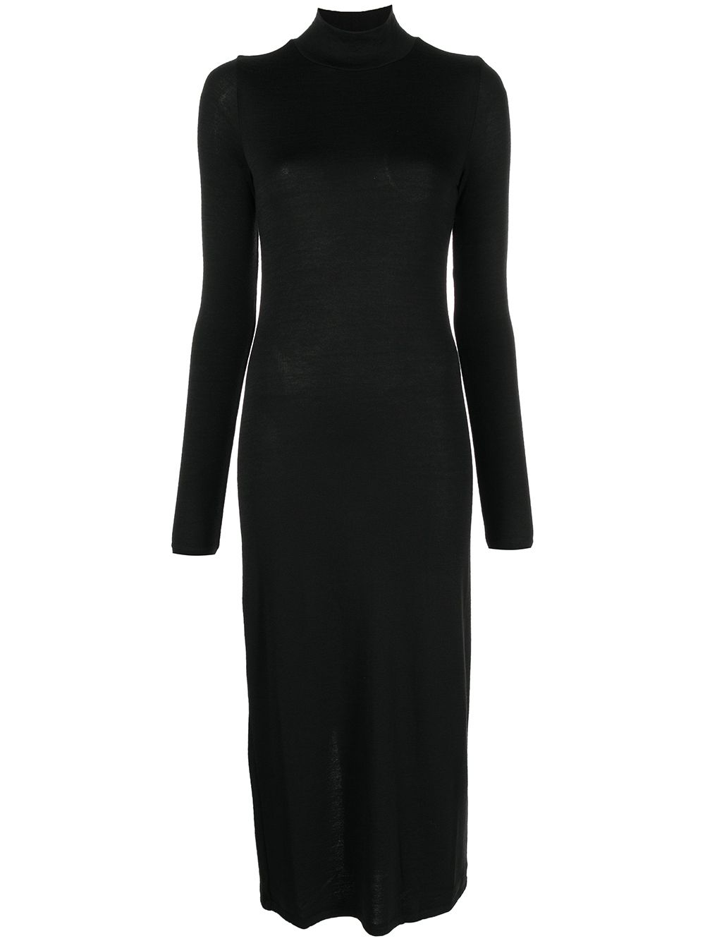 Roll-neck jersey knit dress - Black