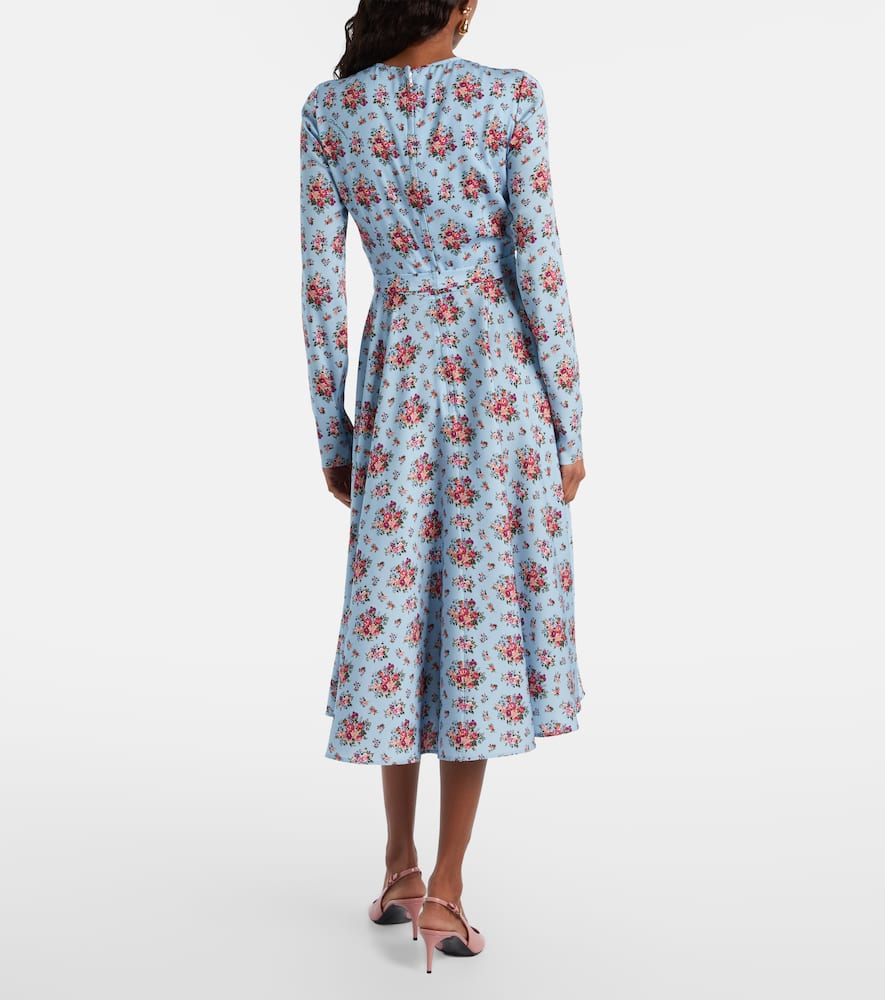 Floral silk-blend midi dress