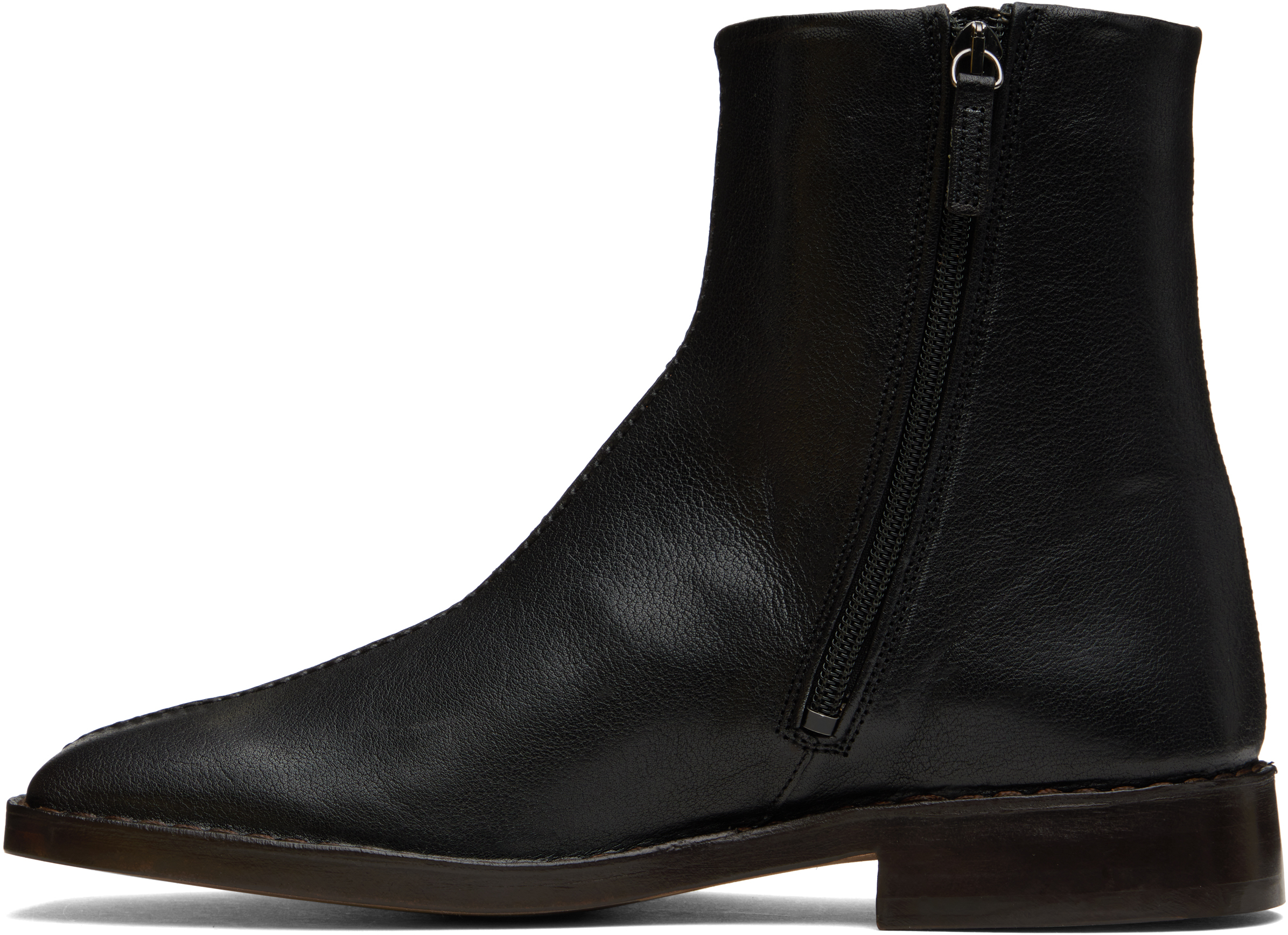 LEMAIRE Black Piped Zipped Boots