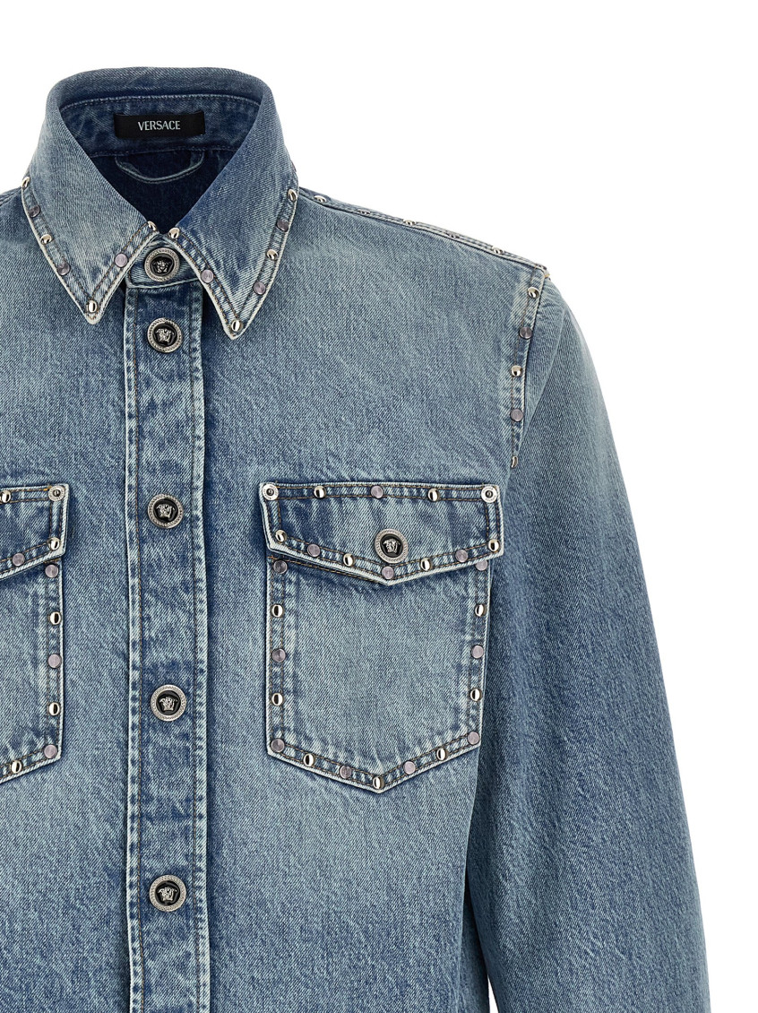 Shirt Denim Stop Denim And Studs + Stone Wash Light Blue Casual Blue
