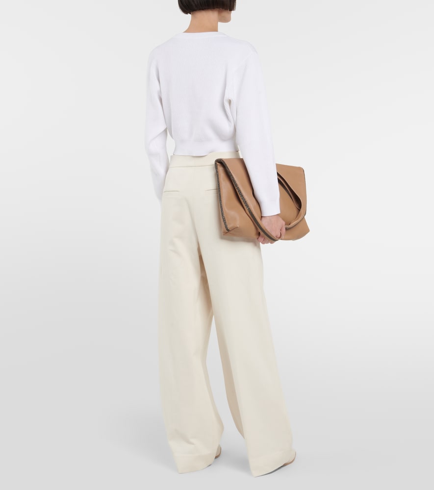 Cotton jersey cropped sweater