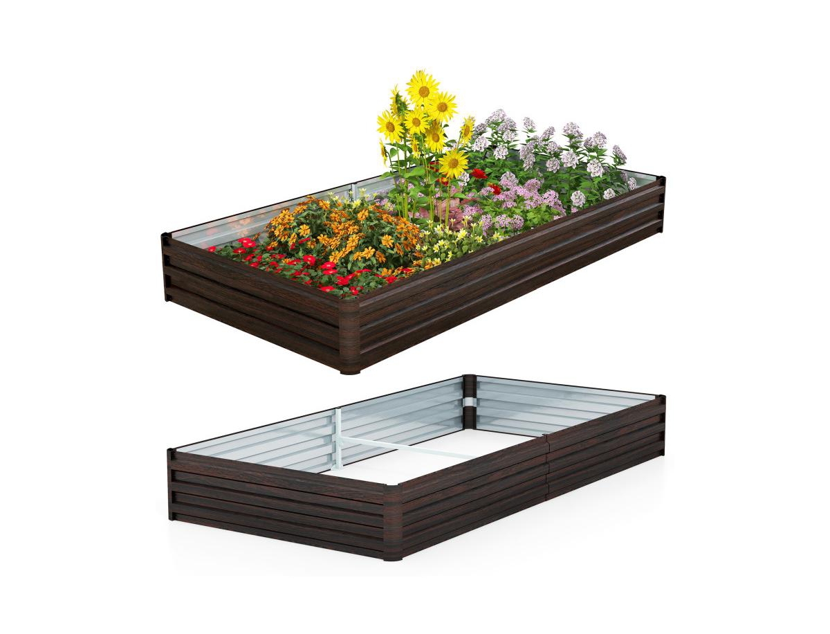 Large Outdoor Metal Planter Box for Vegetable Fruit Herb Flower-Coffee - Coffee