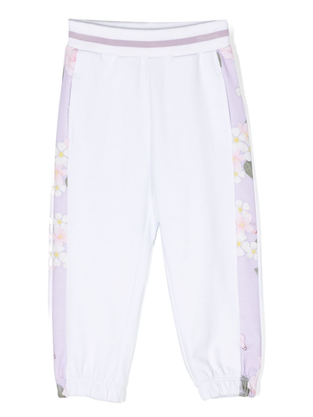 Side-stripe cotton blend track pants - White
