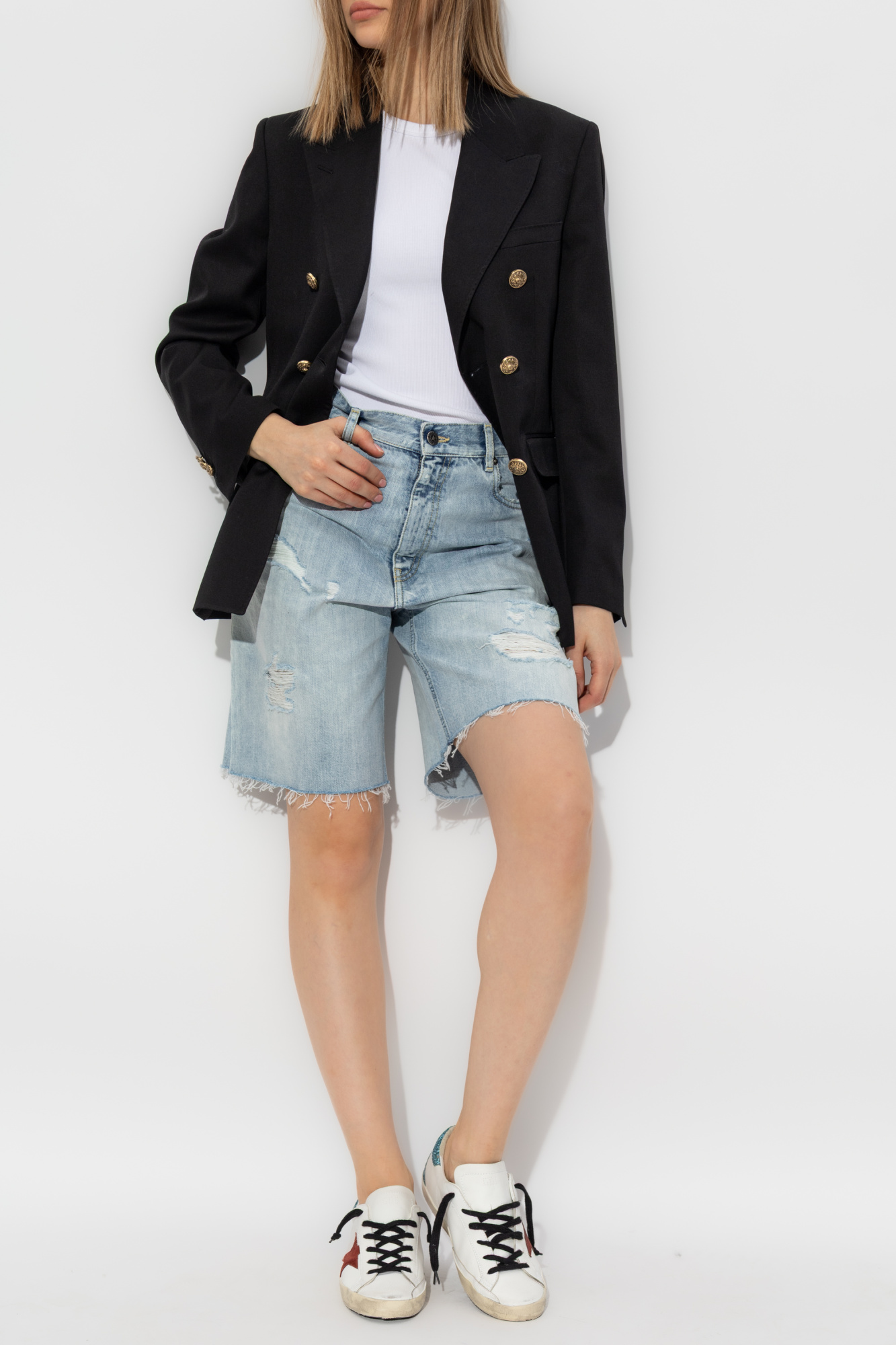 Golden Goose Denim Shorts With Vintage Effect, Women's, Blue
