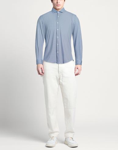 Diciannove_61 Man Shirt Midnight blue Size 15 ½ Polyester, Elastane