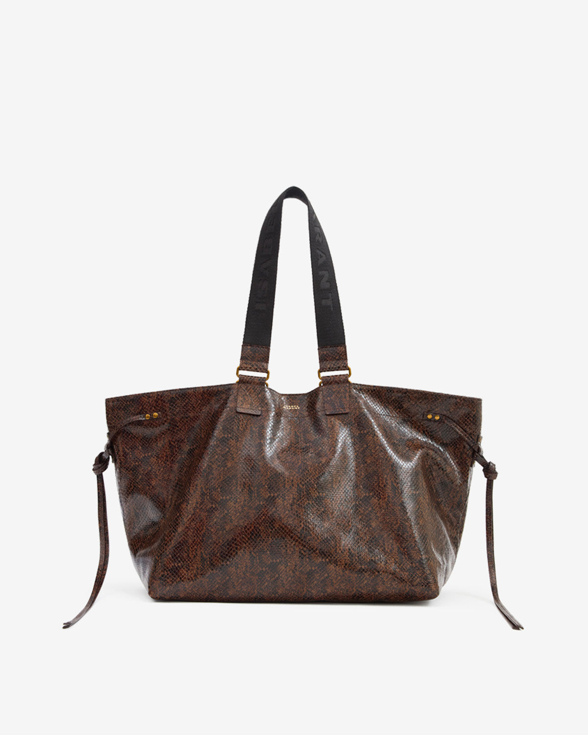 Wardy Leather Bag With Python Effect - Mocha -
