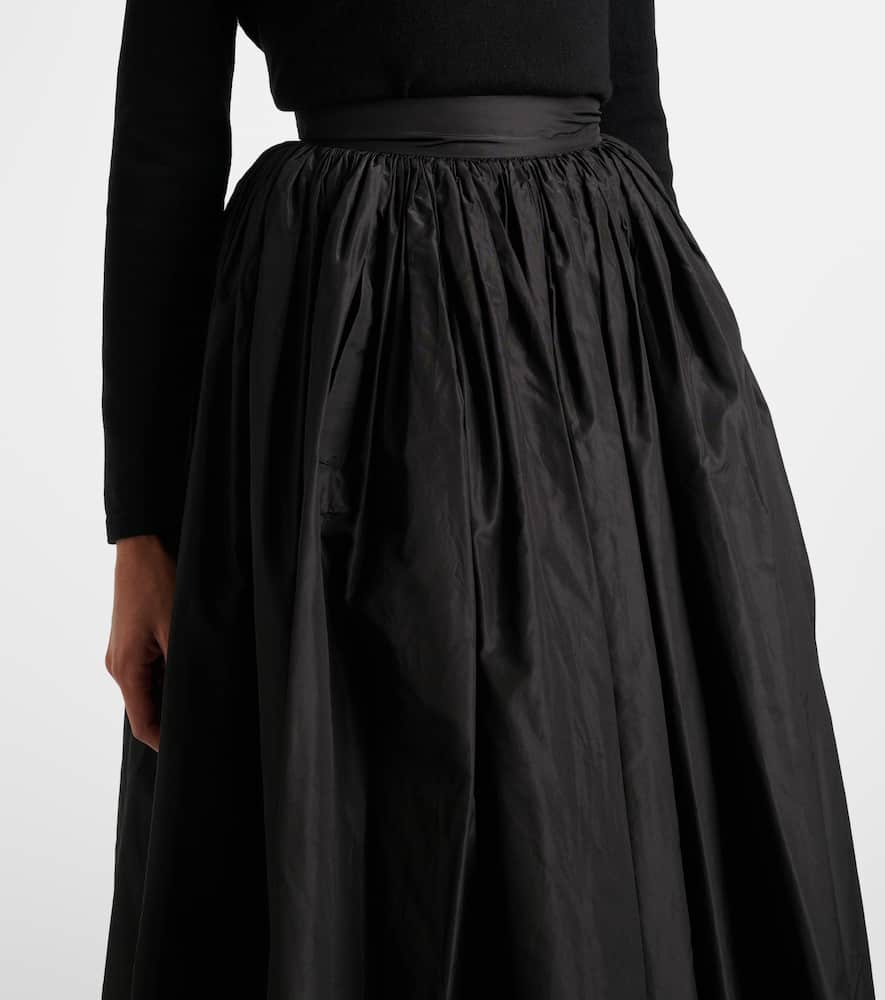 Gathered silk maxi skirt