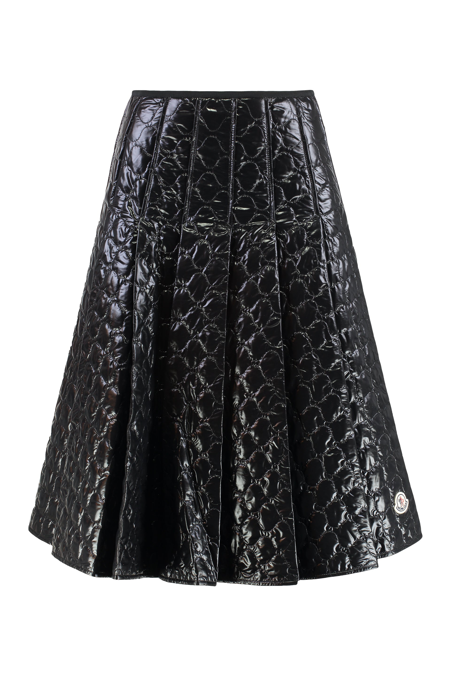 Square-Quilted Padded Midi Skirt