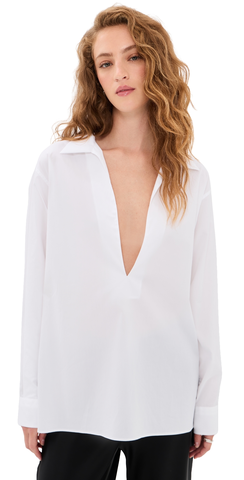 Deep V Blouse White
