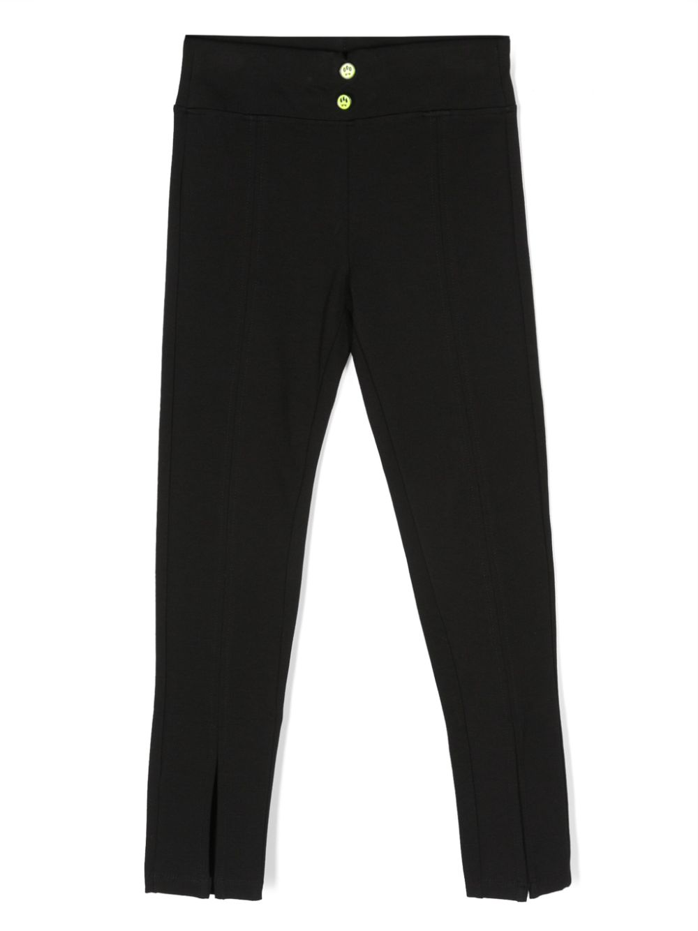 Smiley-face elasticated-waistband leggings - Black