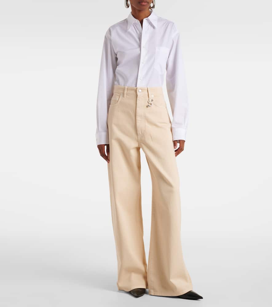 Siamese mid-rise denim wide-leg jeans