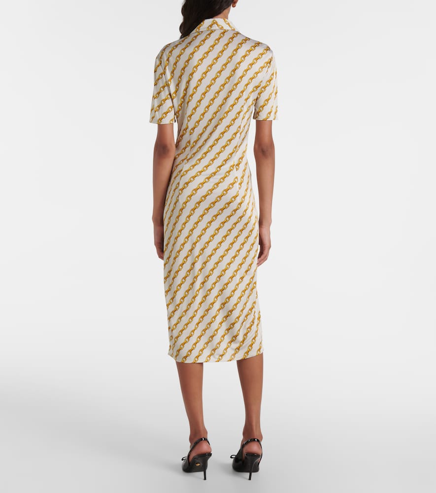 Chain Stripe satin shirt dress