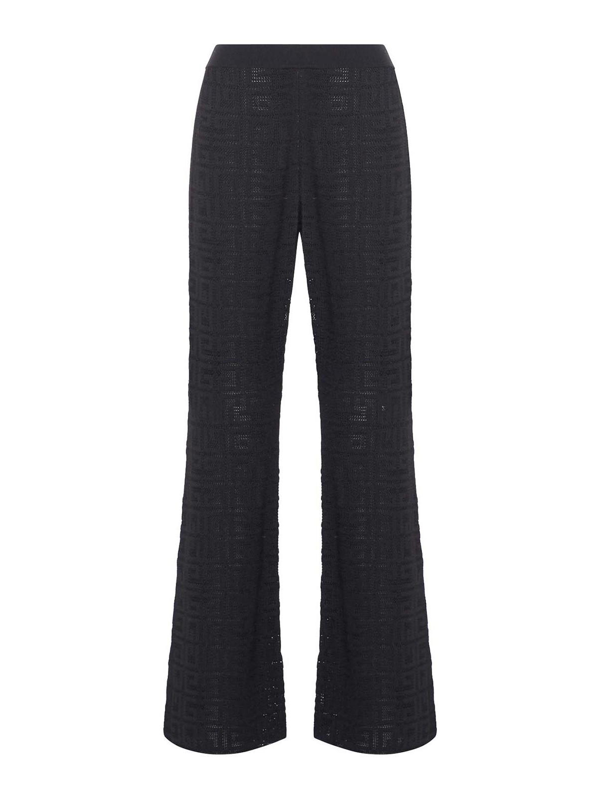 Black Flared Leg Pants With 4g Logo All-over In Viscose Blend Woman