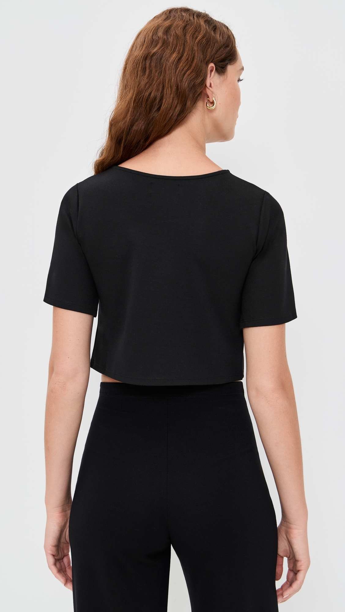 Ponte Knit Short Sleeve Top Black