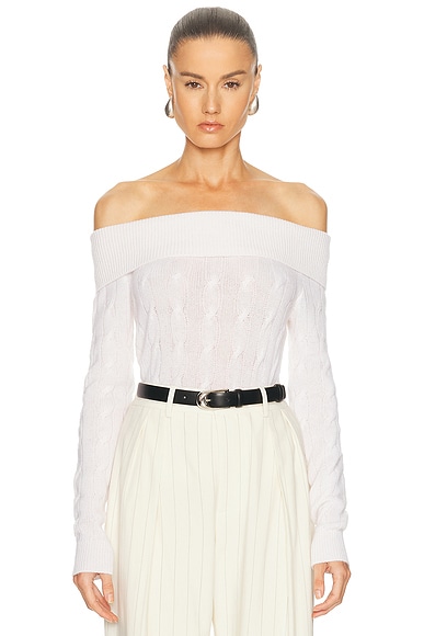 Ralph Lauren Collection Off The Shoulder Sweater in Lux Cream - Cream. S also in