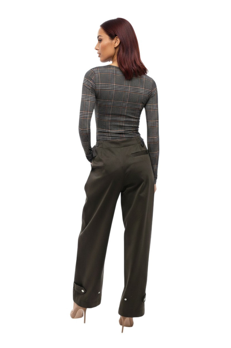 Dark Green Loose Pleated Pants