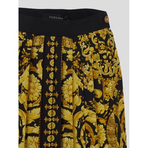 Baroque-print pleated skirt
