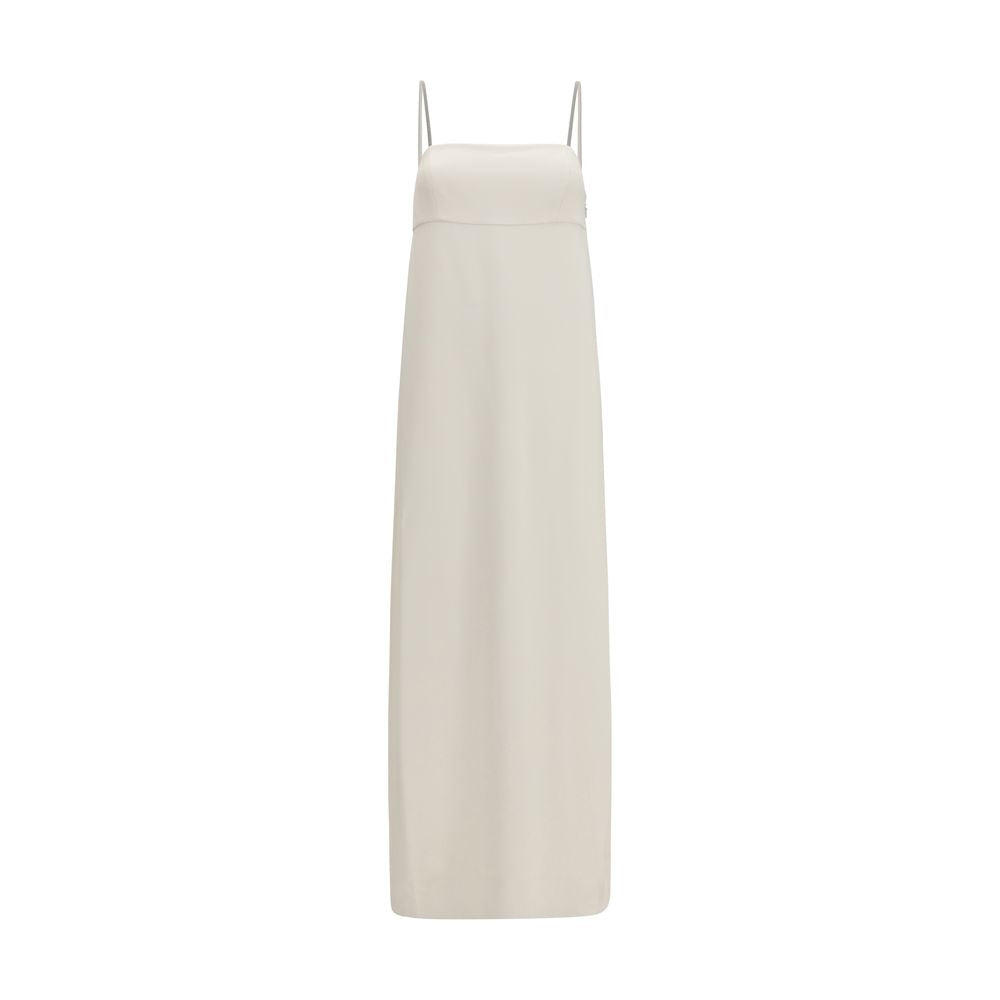 Silk Blend with Monili Chain Dress — White