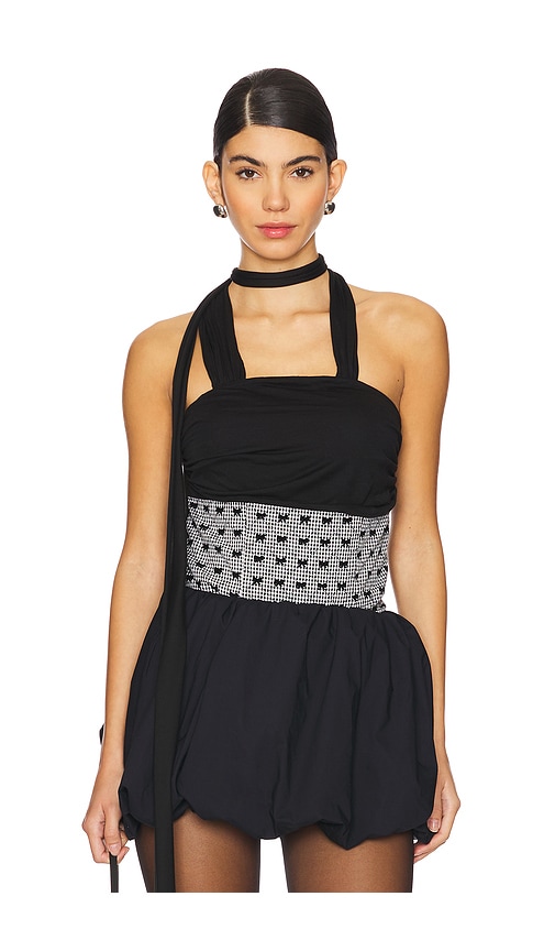 Zemeta Gift Wrap Top in Black.  S. Also in L