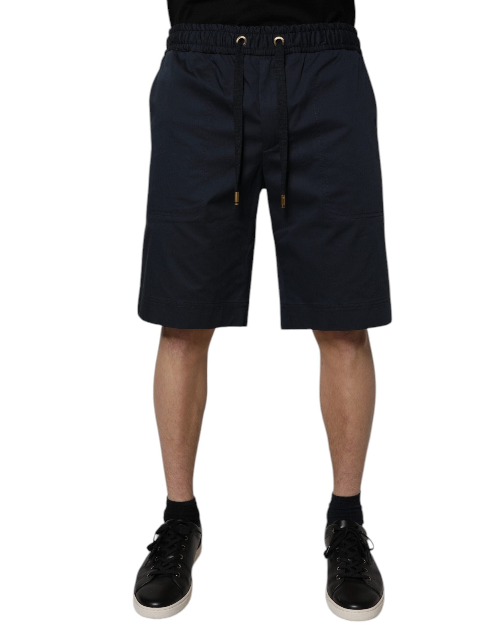 Cotton Stretch Bermuda Shorts — Navy