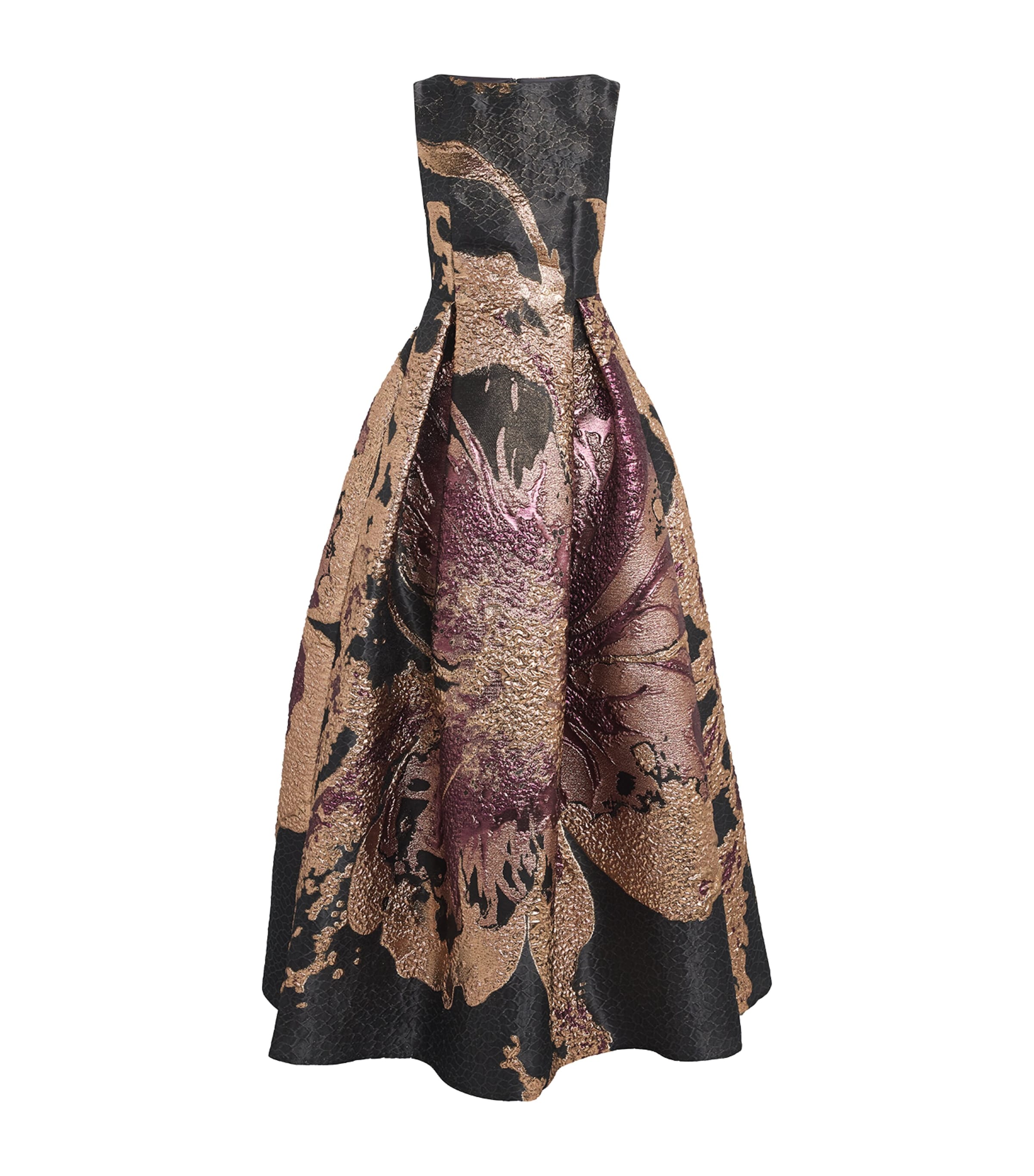 Metallic Magnolia Jacquard Gown