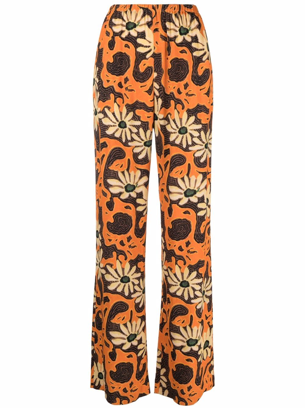 Floral wide-leg trousers - ARTE POVERA FLORAL ORANGE