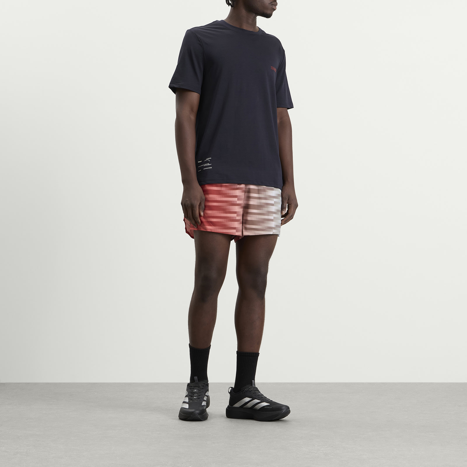 Men's Men’s Split Shorts Uneven Horizontal Gradient/Poppy Multi