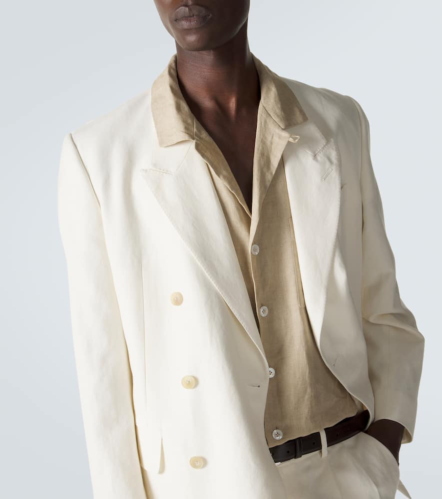 Double-breasted wool, cotton, and linen blazer