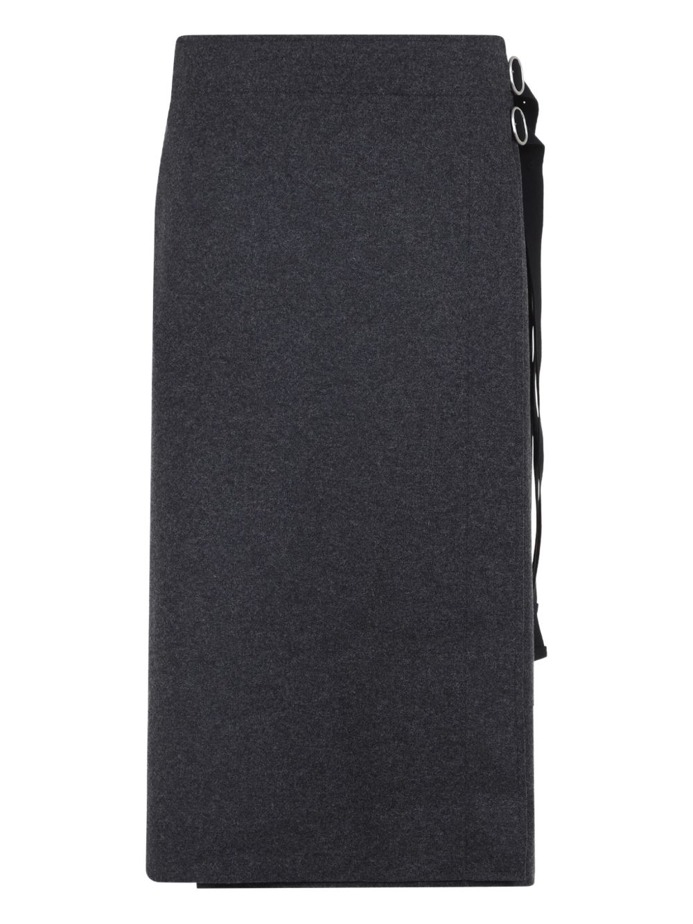 Wrap-tie wool midi skirt - Black
