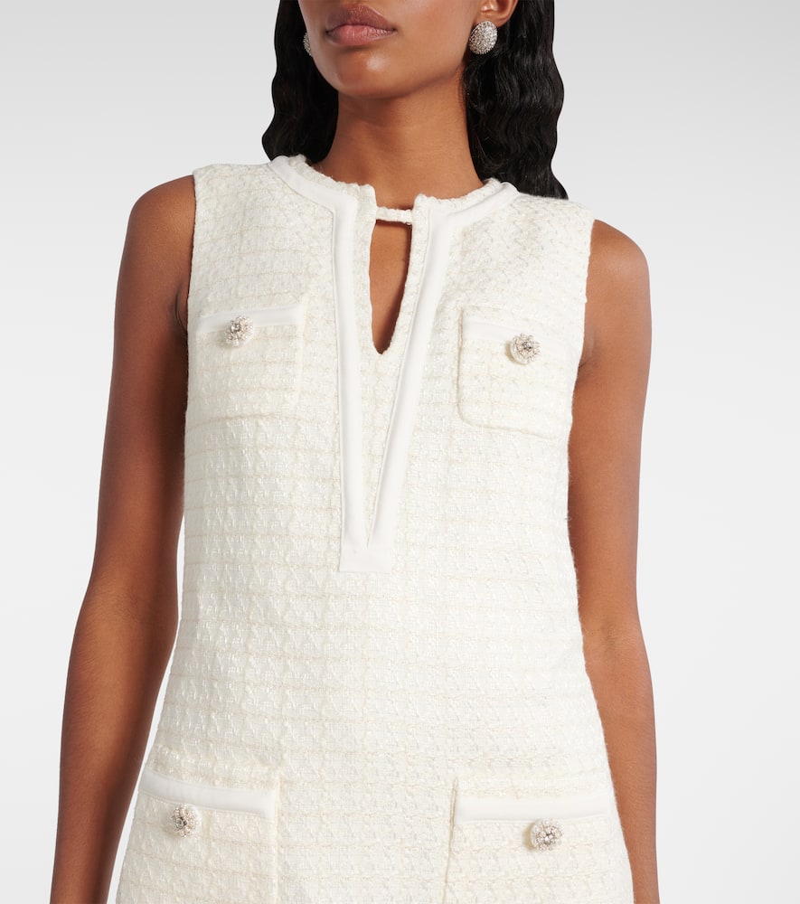 Self-Portrait Bow-detail bouclé minidress
