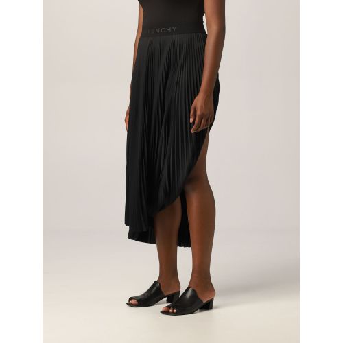 4G asymmetric pleated skirt - Black