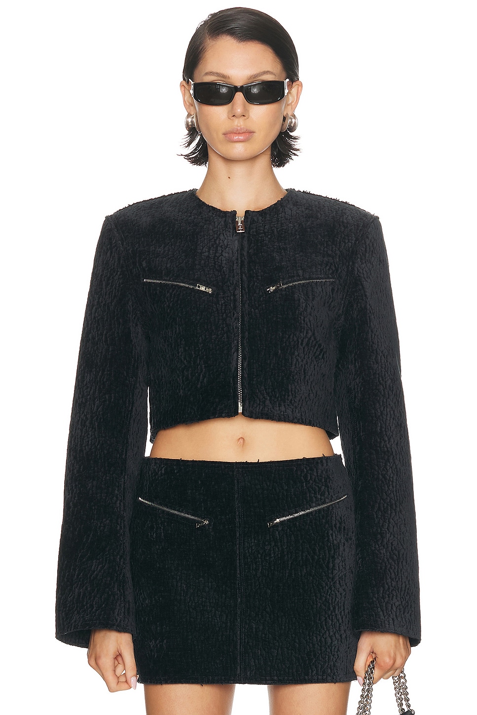 Alexander Wang Cropped Boxy Jacket in Black - Black. XS also in
