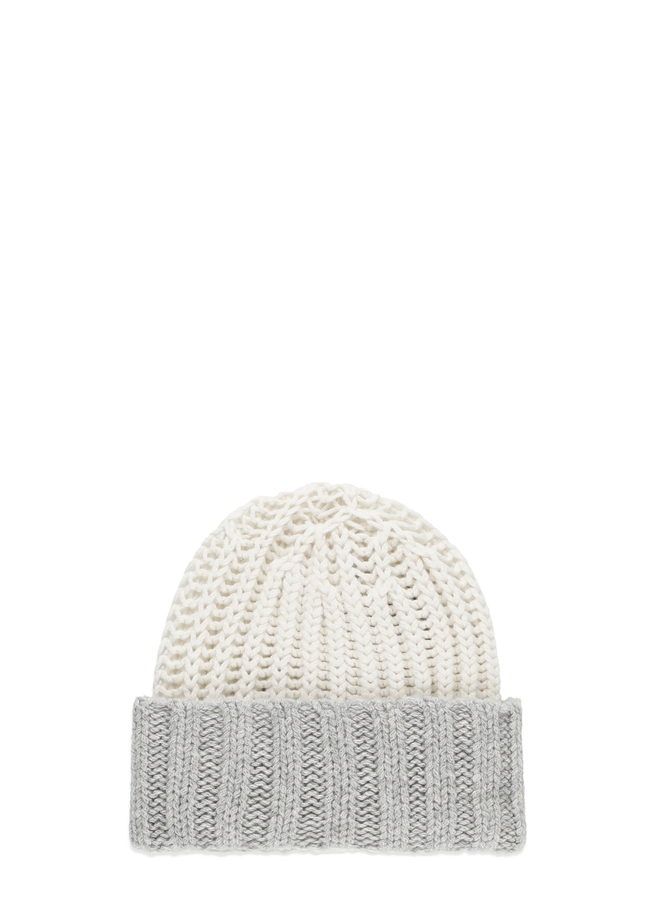 Grey Cashmere Ribbed Beanie