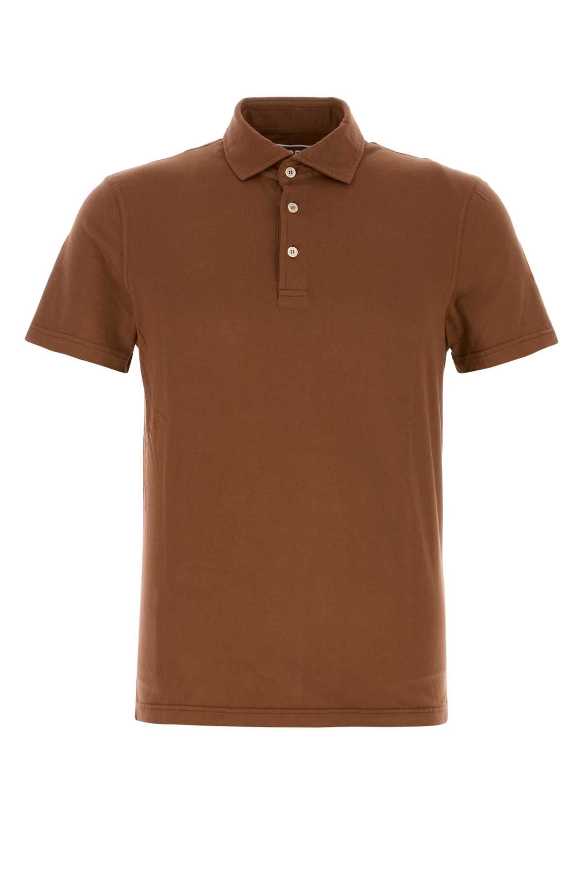Stretch Cotton Polo Shirt — Brown