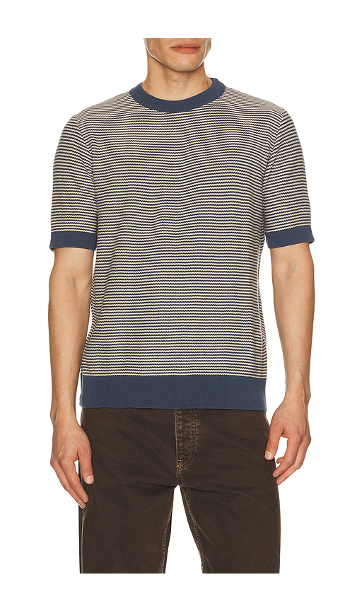 Far Afield Newport Knitted Tee in Blue. L. Also in S, M, XL/1X
