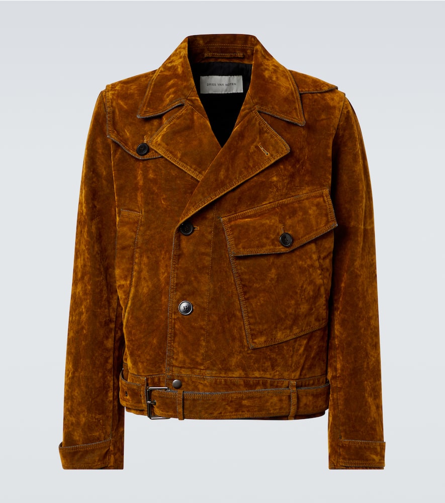 Vassel belted cotton biker jacket