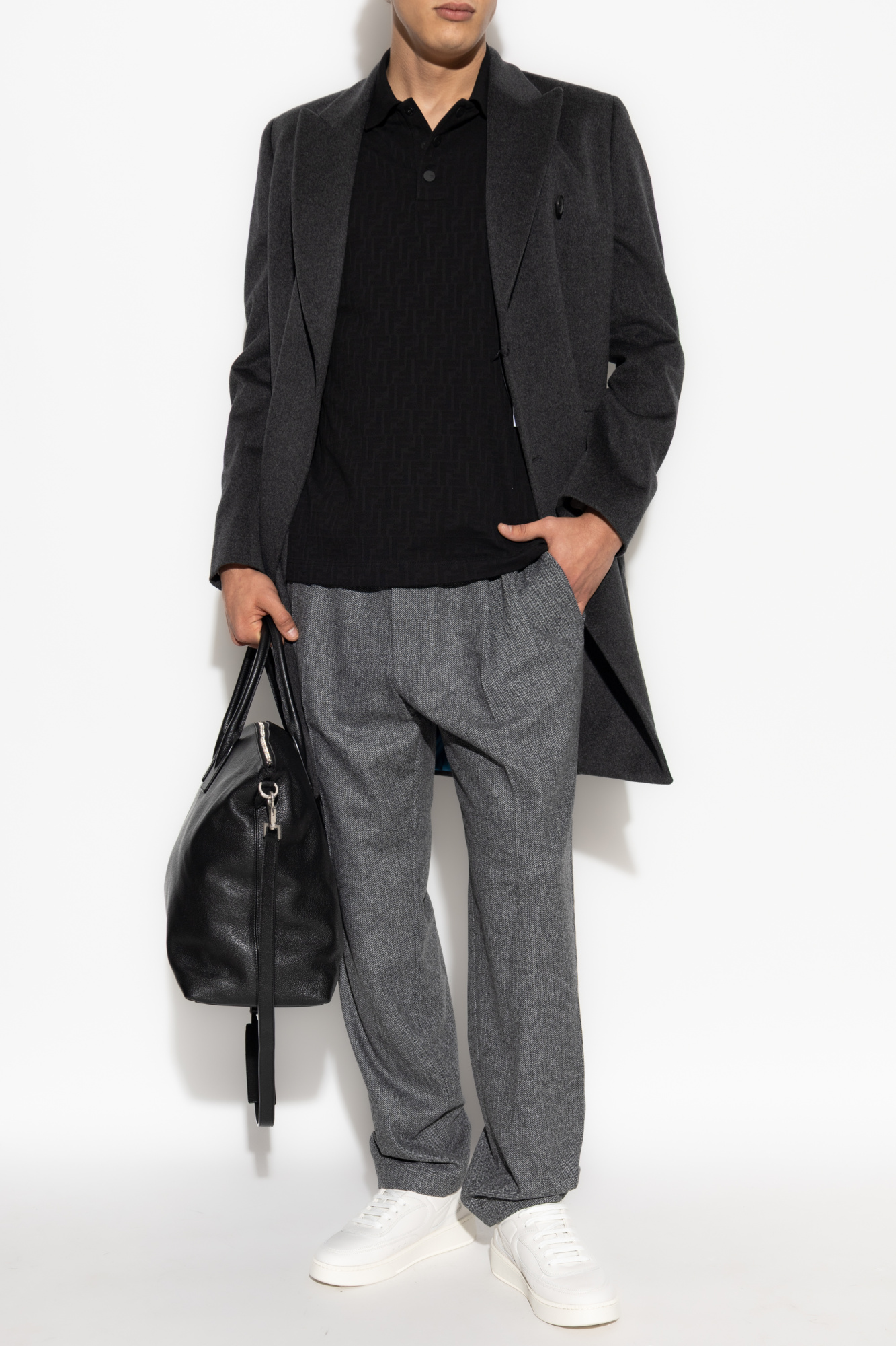 Double-breasted Coat, Men's, Grey