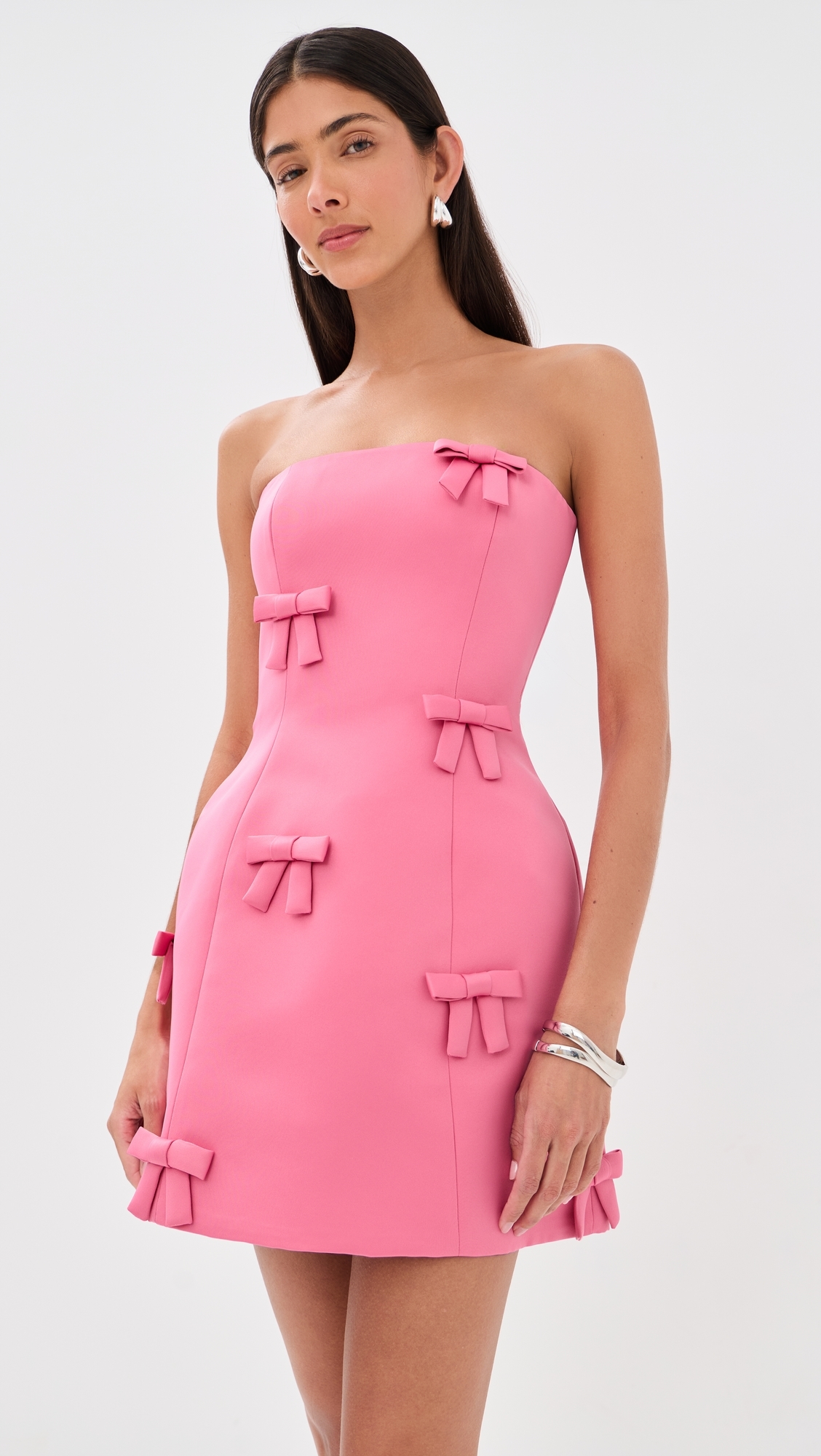 Roselle Bow Mini Dress Fuchsia