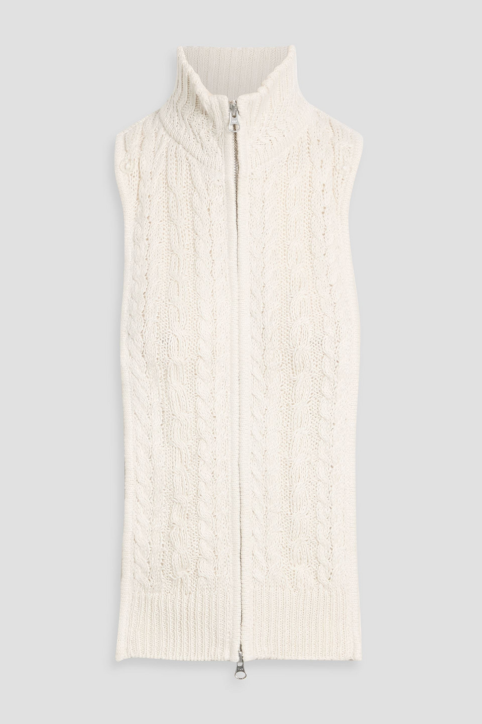 Zander cable-knit linen and silk-blend dickey - White - ONESIZE