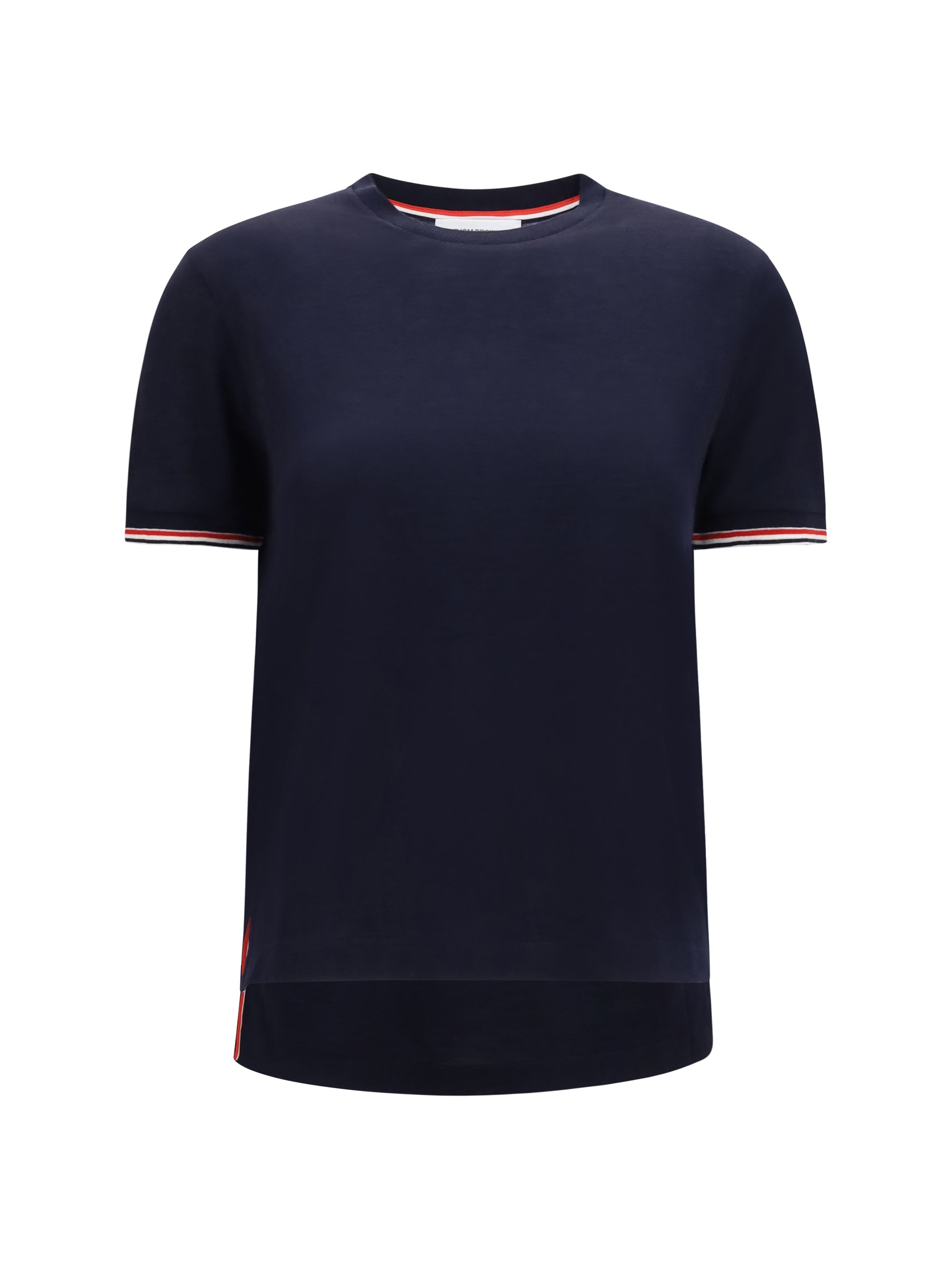 Wool-Blend with Ribbed Trim T-Shirt — Navy