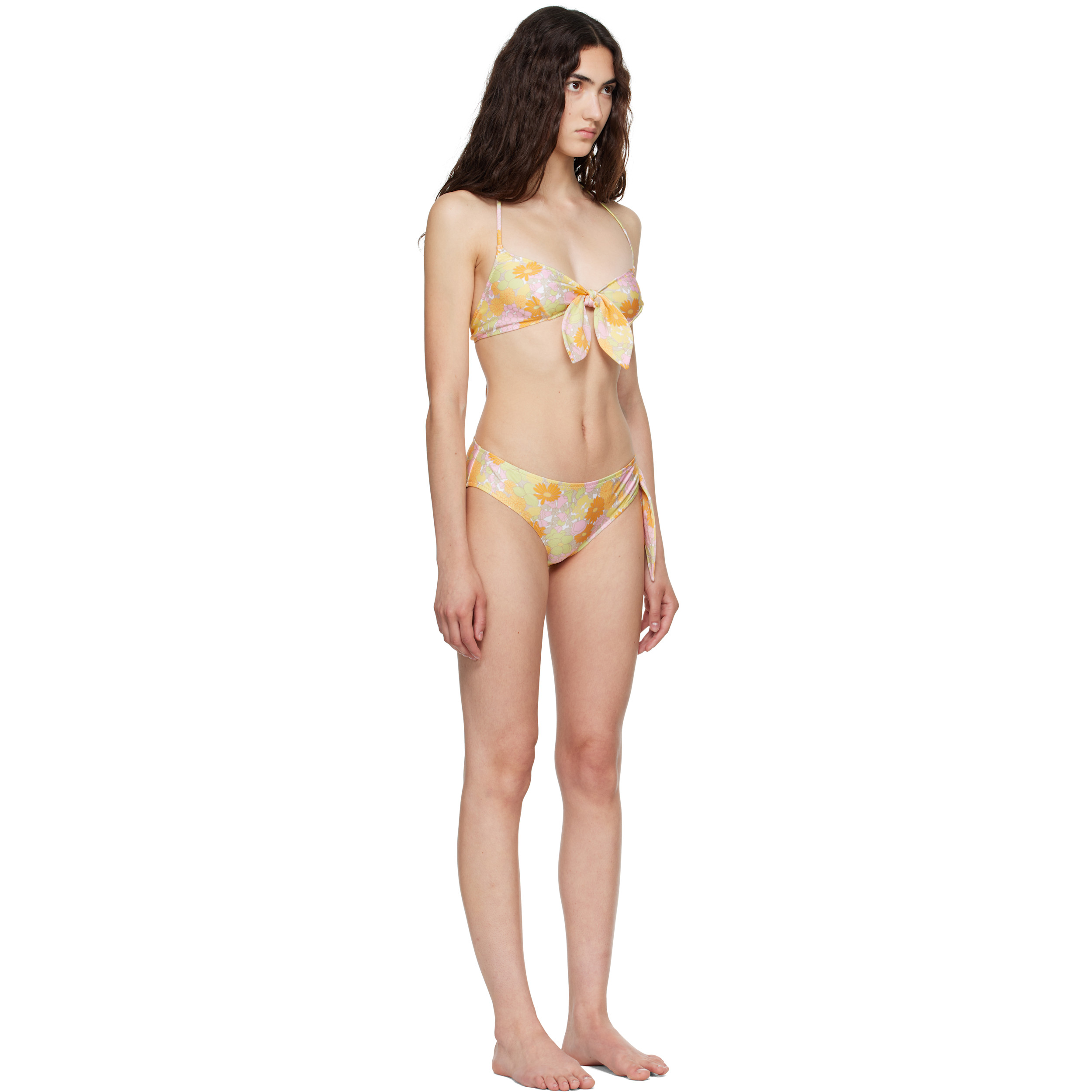 Multicolor Sunbleached Flower Print Bikini Top